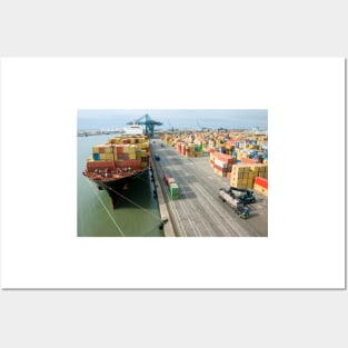 Container ship and port (C001/3765) Posters and Art